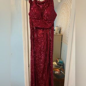2 piece sparkly prom dress